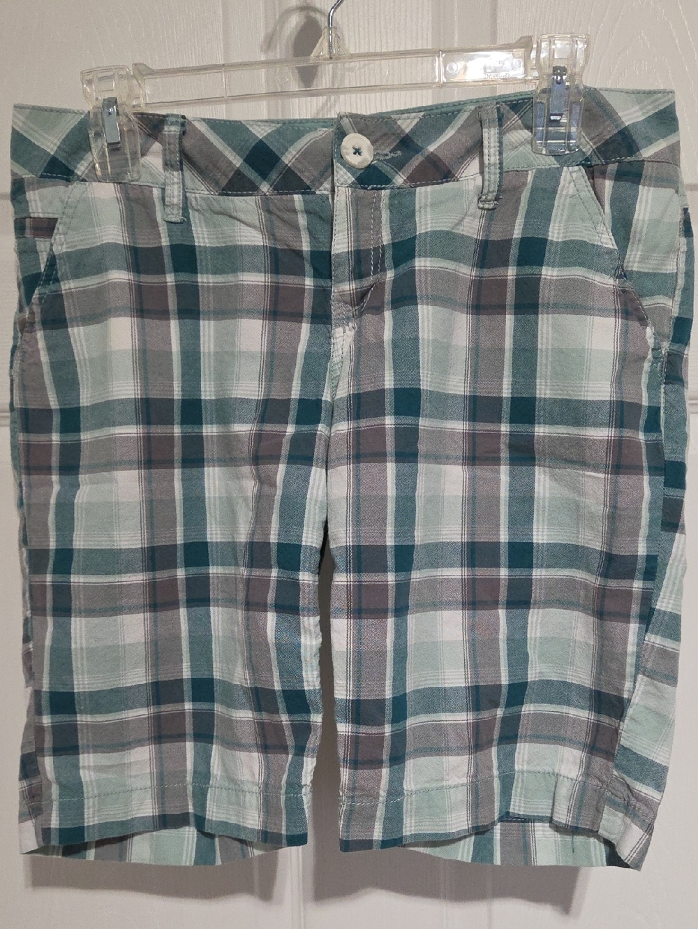 SO Plaid Cotton Shorts in Mint and Teal